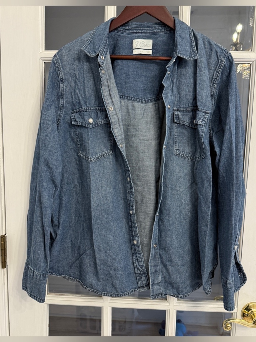 J. CREW Women’s Blue Chambray Slim Fit Long Sleeve Button Down Shirt Size 20